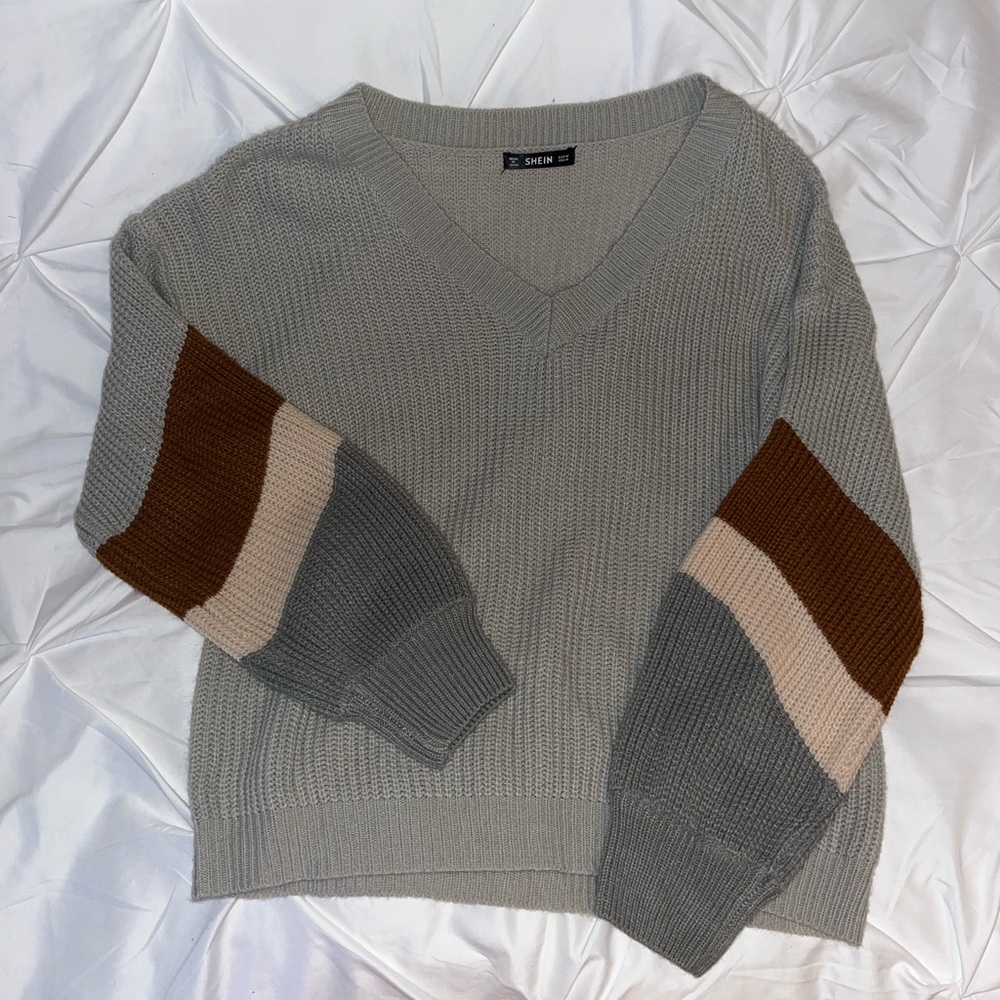 Shein Sweater, with Color-Block Style, V-Neck, Size M